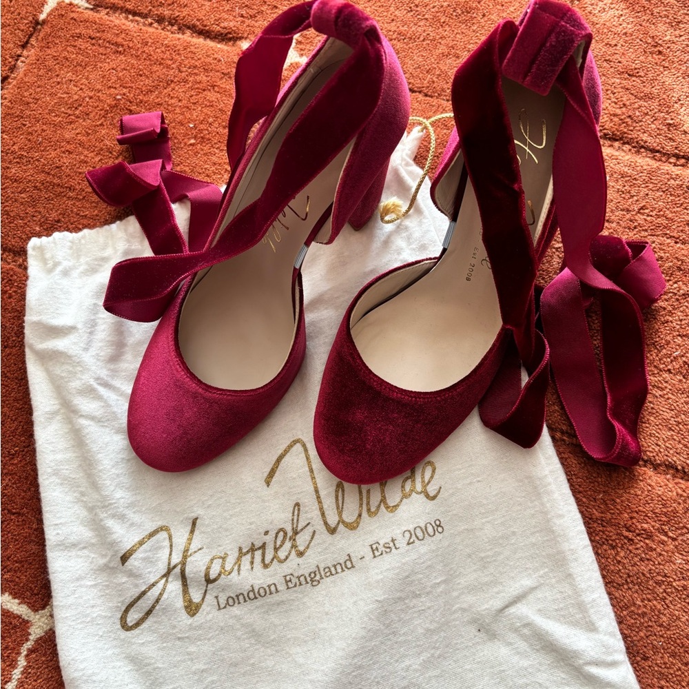Harriet Wilde Hetty Burgundy Velvet Heels
